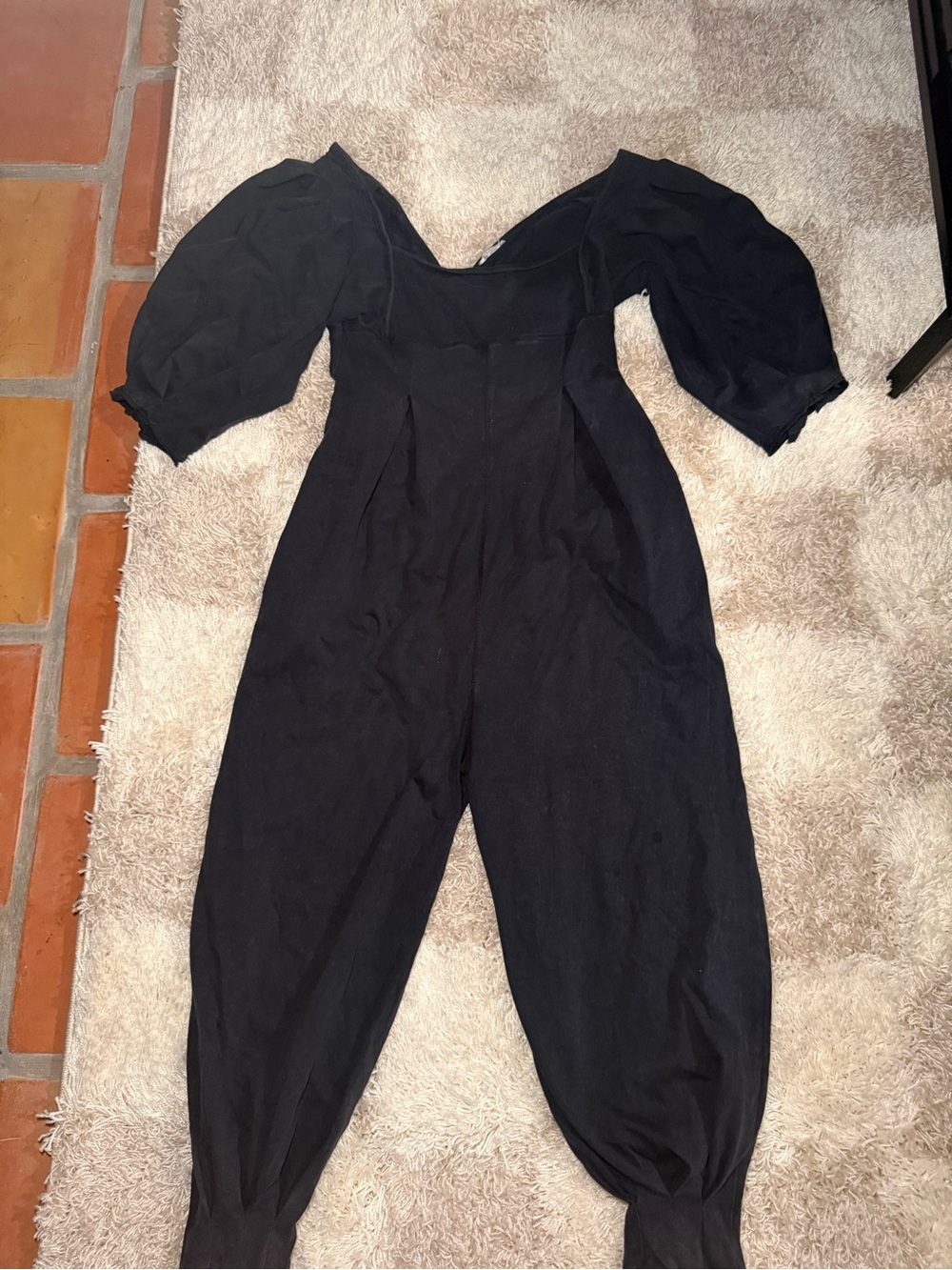 Free People Black Puff-Sleeve Jumpsuit